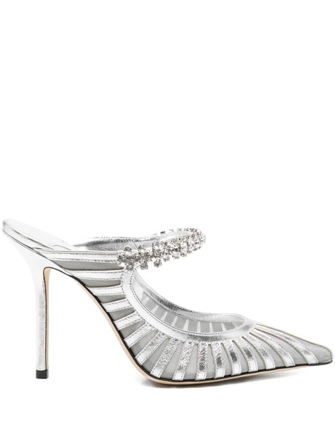 Jimmy Choo 100mm Bing crystal-embellished mules - Silver - zdjęcie produktu nr 1