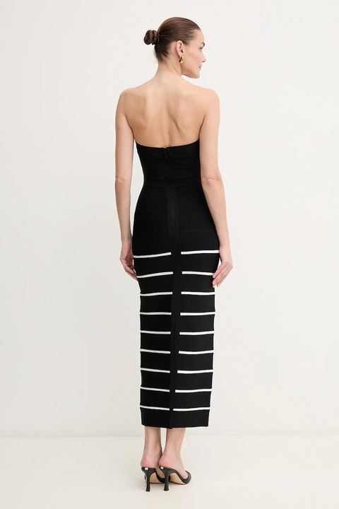 Herve Leger sukienka Cameron kolor czarny midi dopasowana HLT8513508 - zdjęcie produktu nr 2