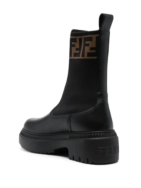 FENDI Domino leather ankle boots - Black - zdjęcie produktu nr 2