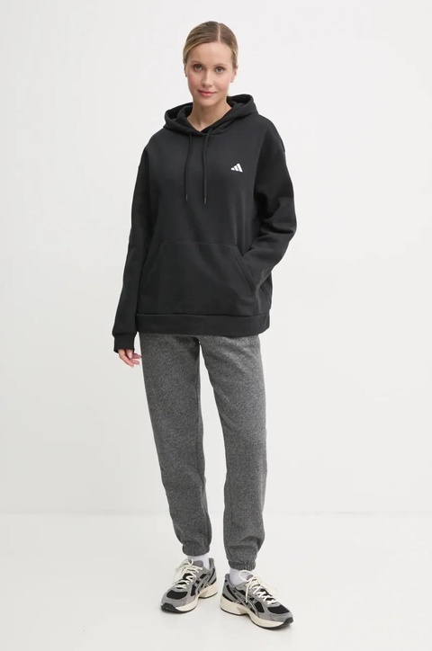 adidas bluza Essentials damska kolor czarny z kapturem gładka IW0220 - zdjęcie produktu nr 2