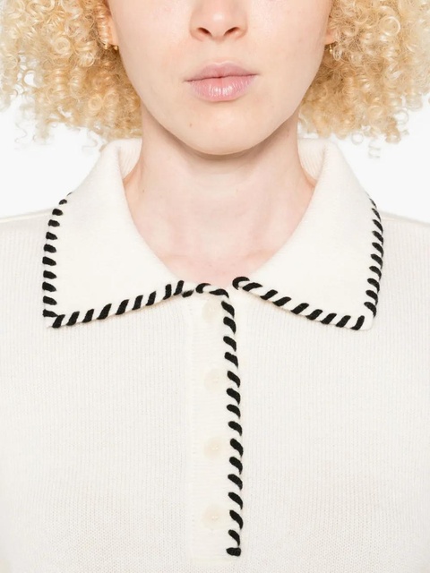 SANDRO braided-trims polo top - Neutrals - zdjęcie produktu nr 2