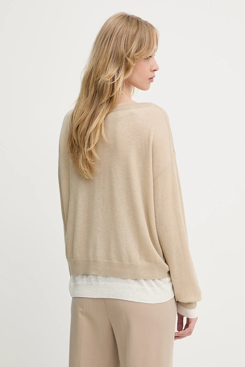 BOSS sweter wełniany damski kolor beżowy lekki 50542875 - zdjęcie produktu nr 1