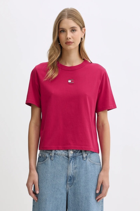 Tommy Jeans t-shirt bawełniany damski kolor bordowy DW0DW22202 - zdjęcie produktu nr 1
