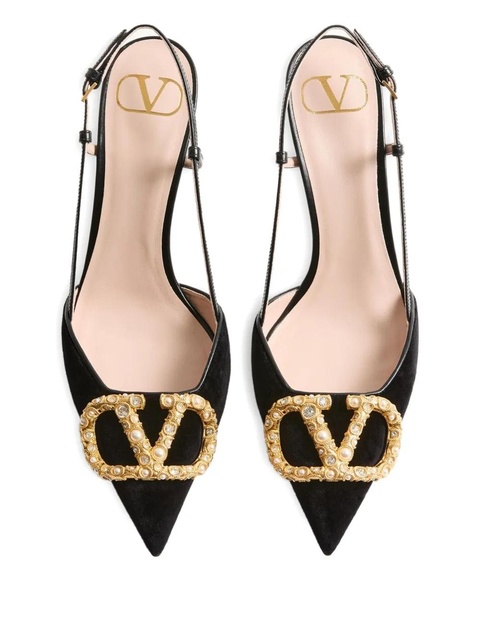 Valentino Garavani 80mm VLogo Signature slingback pumps - Black - zdjęcie produktu nr 2