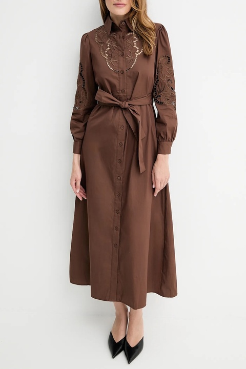 Answear.LAB sukienka bawełniana kolor brązowy maxi prosta - zdjęcie produktu nr 2