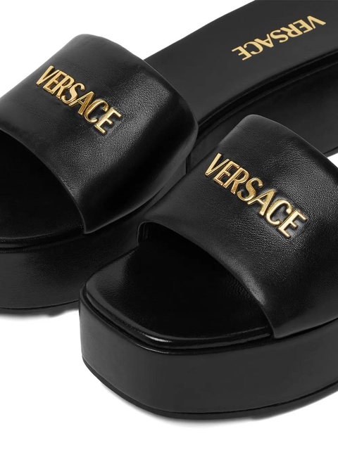 Versace 55 mm Logo platform mules - Black - zdjęcie produktu nr 2