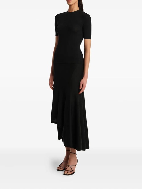 KHAITE Miranda asymmetric-hem midi skirt - Black - zdjęcie produktu nr 2