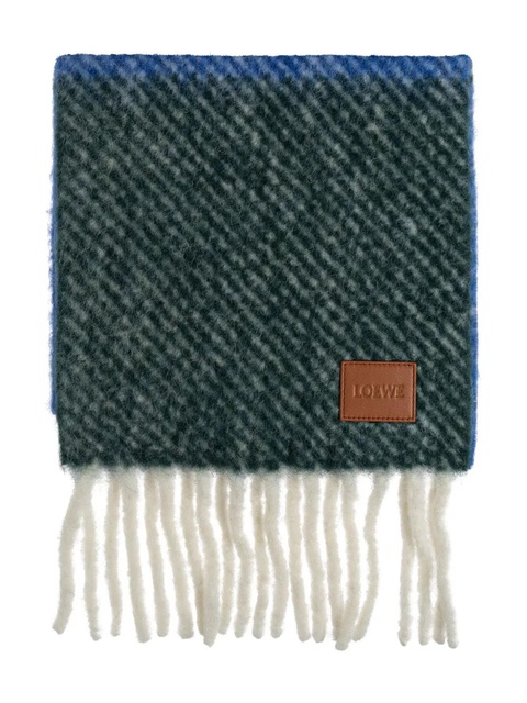 LOEWE colour-block fringed scarf - Green - zdjęcie produktu nr 2