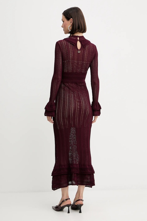 Twinset sukienka kolor bordowy maxi rozkloszowana 252TP3182 - zdjęcie produktu nr 2