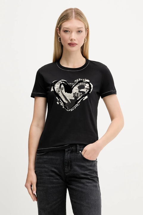 Desigual t-shirt LETTER CORE damski kolor czarny 25WWTK04 - zdjęcie produktu nr 1