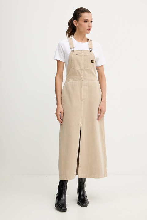 G-Star sukienka jeansowa 0 kolor beżowy maxi prosta D26965.E078 - zdjęcie produktu nr 1