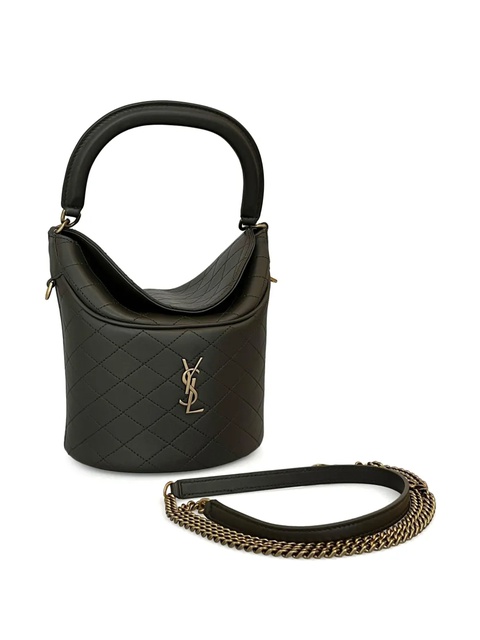 Saint Laurent Gaby quilted-pattern mini bucket bag - Black - zdjęcie produktu nr 2