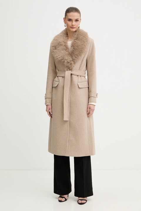 Morgan płaszcz z dodatkiem wełny kolor beżowy GPEAKS - zdjęcie produktu nr 1