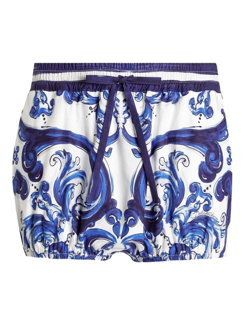 Dolce & Gabbana Majolica-print balloon shorts - White - zdjęcie produktu nr 2