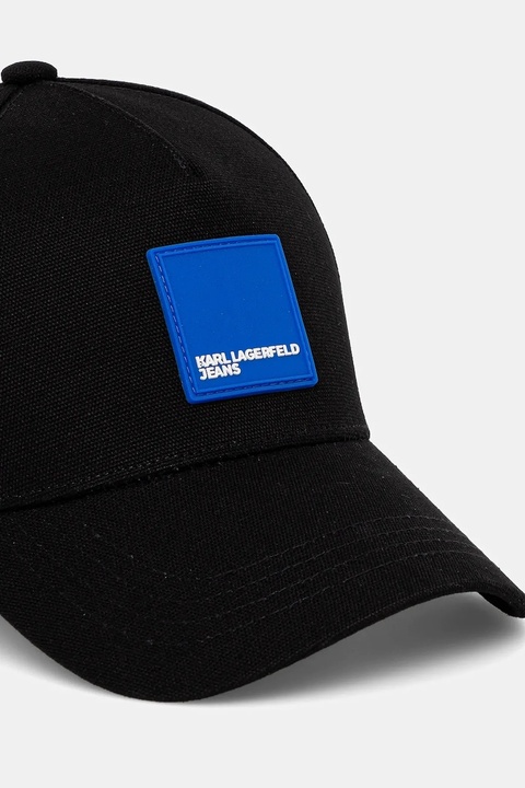 Karl Lagerfeld Jeans czapka z daszkiem bawełniana kolor czarny gładka A1M33001 - zdjęcie produktu nr 1