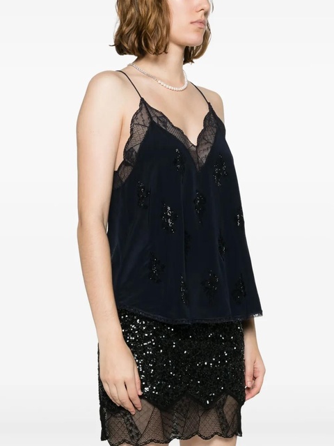 Zadig&Voltaire Christy rhinestone-embellished silk top - Blue - zdjęcie produktu nr 2
