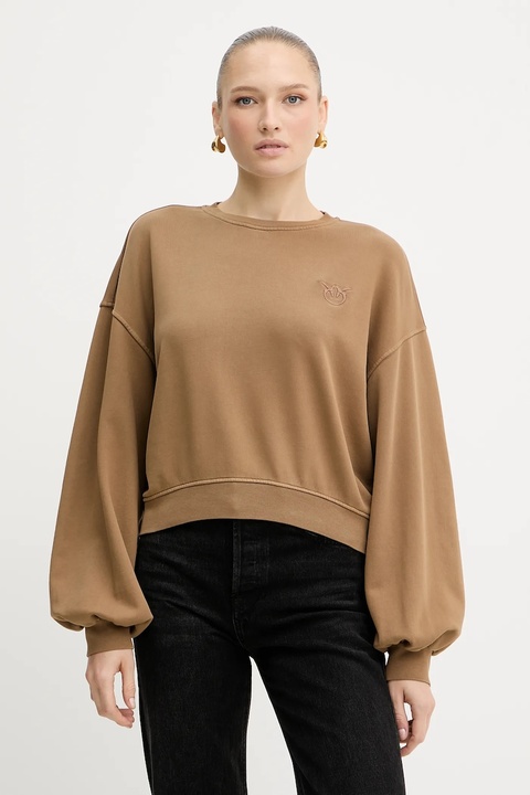 Pinko bluza bawełniana damska kolor brązowy gładka 105510 A2RB - zdjęcie produktu nr 1