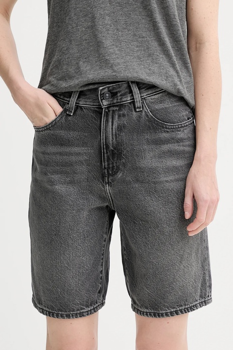 G-Star szorty jeansowe damskie kolor szary gładkie high waist D26268-D933 - zdjęcie produktu nr 1