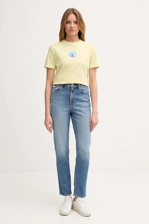 Calvin Klein Jeans t-shirt bawełniany damski kolor żółty LV047D874G - zdjęcie produktu nr 1