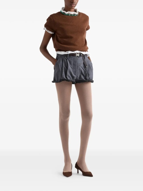 Prada jewel appliqued ribbed knit sweater - Brown - zdjęcie produktu nr 2