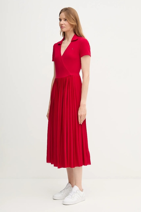 Tommy Hilfiger sukienka kolor czerwony maxi rozkloszowana WW0WW45733 - zdjęcie produktu nr 1