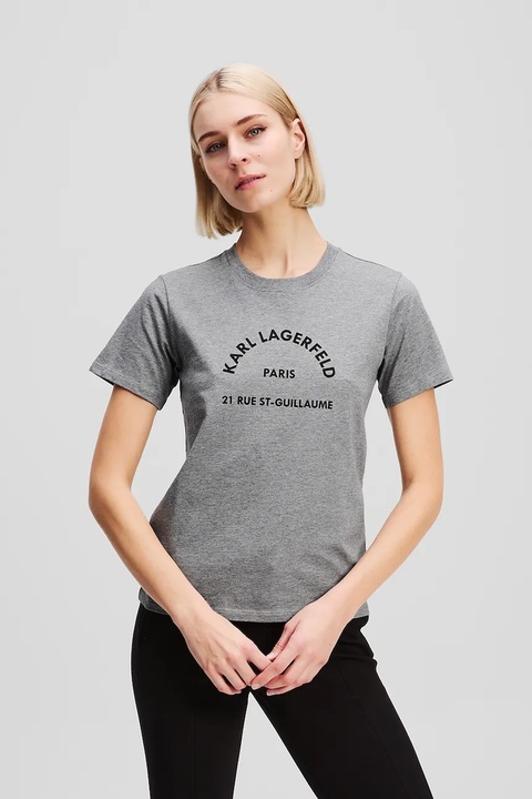 Karl Lagerfeld t-shirt bawełniany damski kolor szary A3W17105 - zdjęcie produktu nr 1