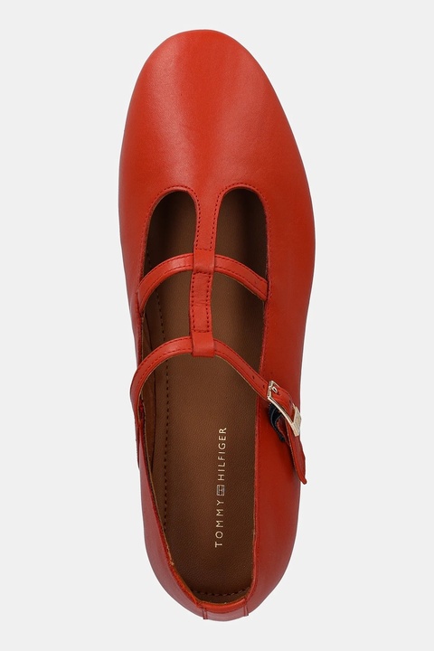 Tommy Hilfiger baleriny skórzane SMOOTH LEATHER T-BAR BALLERINA kolor pomarańczowy FW0FW09153 - zdjęcie produktu nr 2