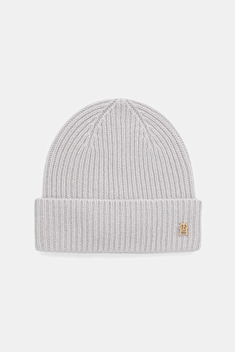 Tommy Hilfiger czapka kaszmirowa kolor szary AW0AW17772 - zdjęcie produktu nr 1