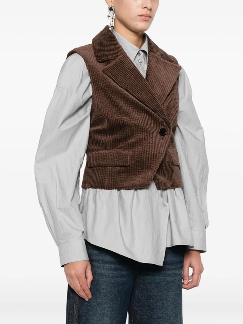 GANNI corduroy buttoned waistcoat - Brown - zdjęcie produktu nr 2
