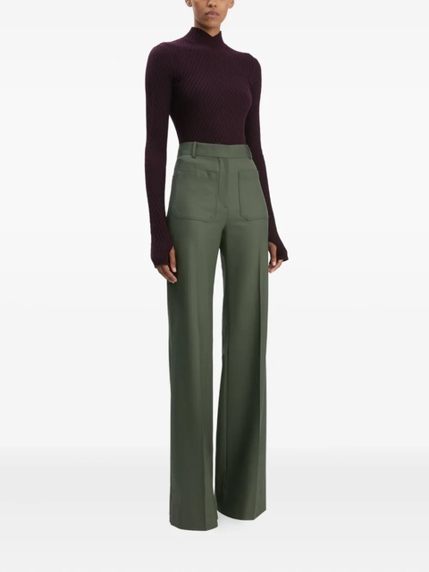 Victoria Beckham pocket-detail wide-leg trousers - Green - zdjęcie produktu nr 2