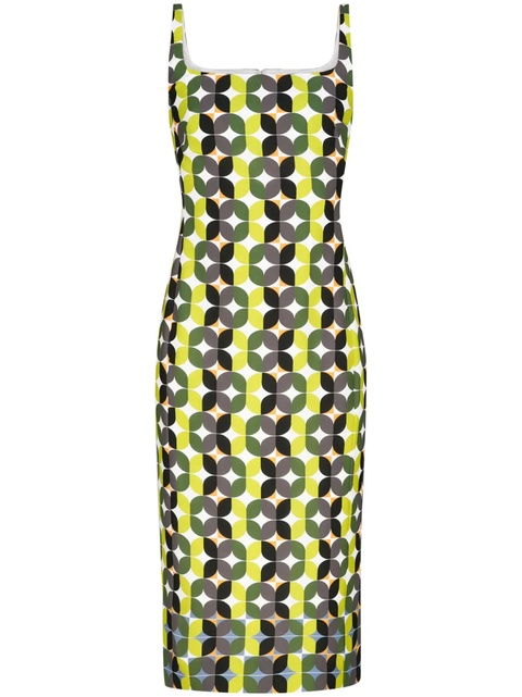 DRIES VAN NOTEN geometric-print midi dress - Green - zdjęcie produktu nr 1