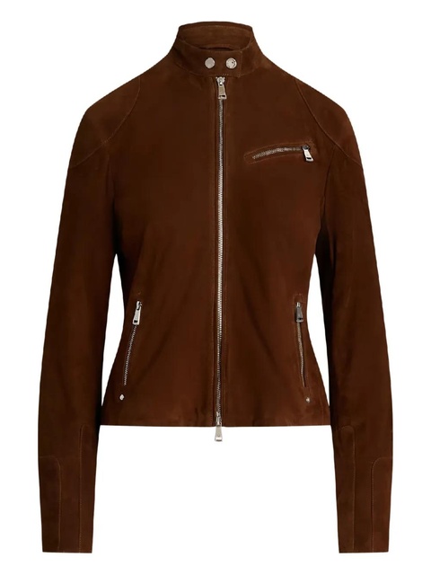 Lauren Ralph Lauren zip-up suede biker jacket - Brown - zdjęcie produktu nr 1