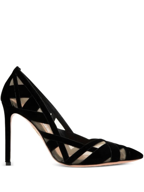 Aquazzura 105mm velvet-mesh pumps - Black - zdjęcie produktu nr 1