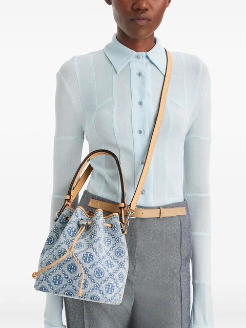 Tory Burch T Monogram bucket bag - Blue - zdjęcie produktu nr 2