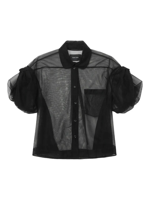 Simone Rocha sheer puff-sleeve shirt - Black - zdjęcie produktu nr 1