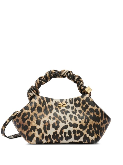 GANNI small Bou leopard-print twisted-handle crossbody bag - Brown - zdjęcie produktu nr 1