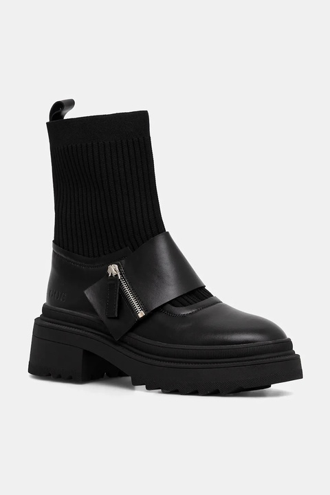GOE botki damskie kolor czarny na płaskim obcasie SS2N4071 BLACK - zdjęcie produktu nr 1