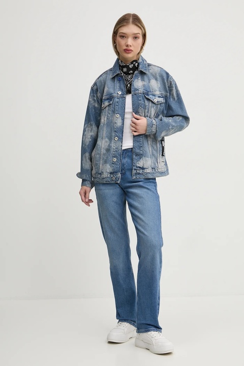 Karl Lagerfeld Jeans kurtka jeansowa damska kolor niebieski przejściowa oversize A1W14014 - zdjęcie produktu nr 2