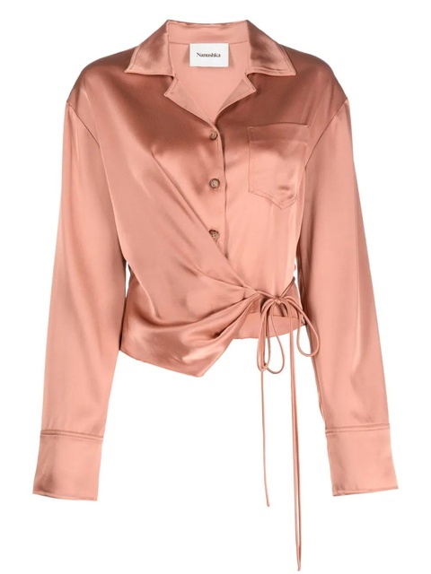 Nanushka satin wrap shirt - Orange - zdjęcie produktu nr 1