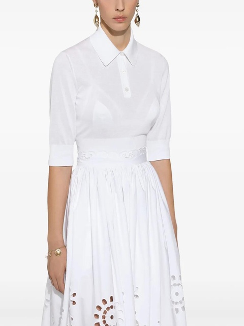 Dolce & Gabbana cropped fine-knit polo shirt - White - zdjęcie produktu nr 2