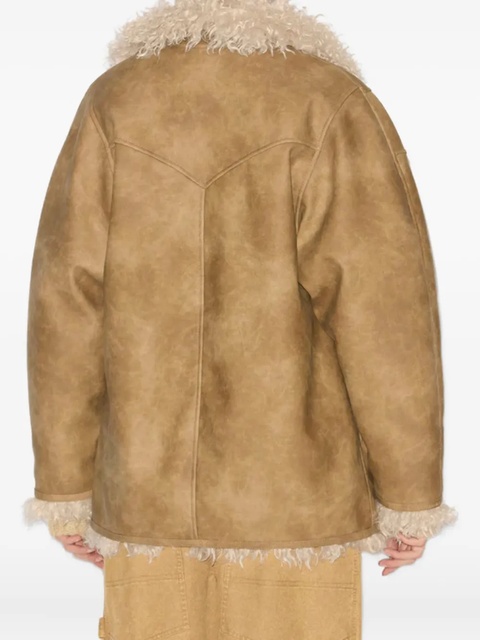 ISABEL MARANT Clea faux-shearling collar coat - Brown - zdjęcie produktu nr 2