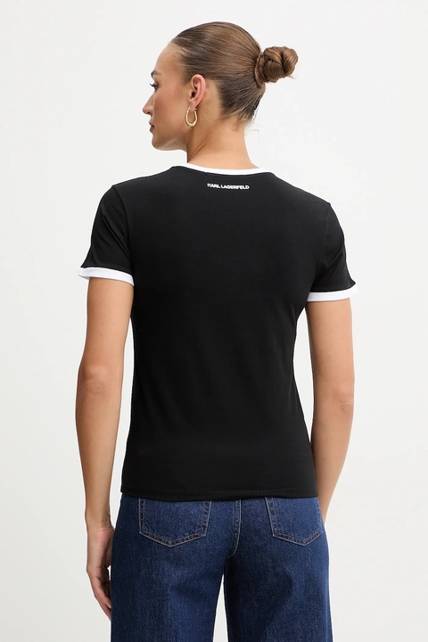 Karl Lagerfeld t-shirt bawełniany damski kolor czarny B1W17027 - zdjęcie produktu nr 2