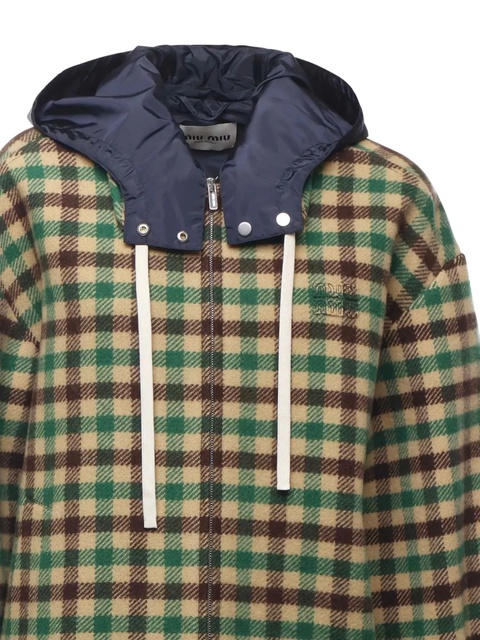 Miu Miu gingham-check hooded jacket - Green - zdjęcie produktu nr 2