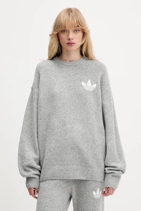 adidas Originals sweter z dodatkiem wełny Knitted Sweater damski kolor szary ciepły KF2341 - zdjęcie produktu nr 1