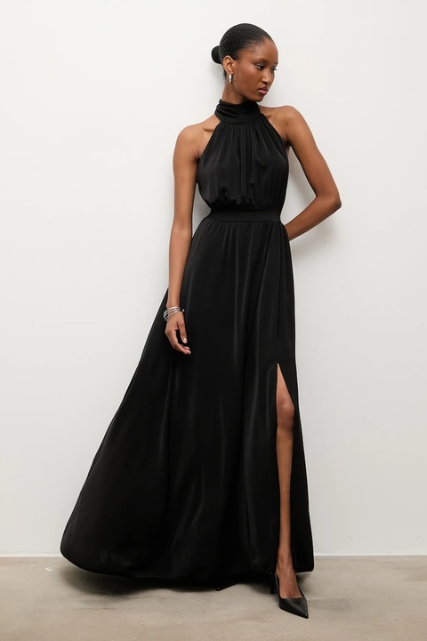 Answear.LAB sukienka kolor czarny maxi rozkloszowana - zdjęcie produktu nr 1