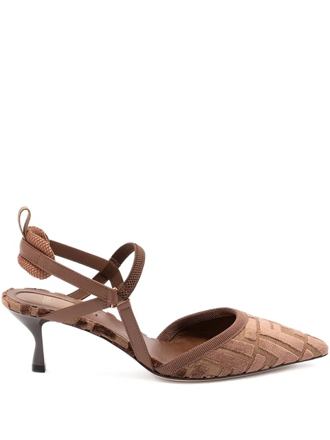 FENDI 55mm monogram-patterned slingback pumps - Brown - zdjęcie produktu nr 1