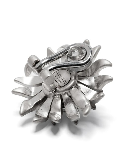 Miu Miu floral-motif clip-on earrings - Silver - zdjęcie produktu nr 2