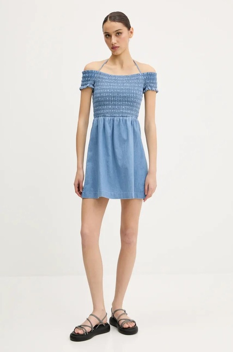 Tommy Jeans sukienka jeansowa kolor niebieski mini rozkloszowana DW0DW20677 - zdjęcie produktu nr 2