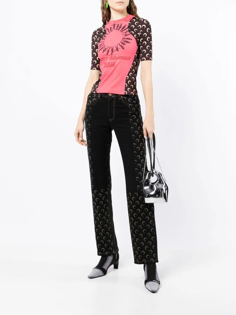 Marine Serre crescent moon-print straight-leg jeans - Black - zdjęcie produktu nr 1