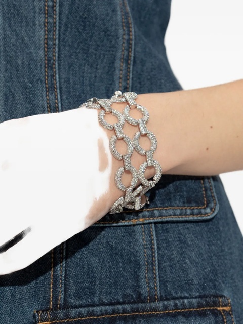 Self-Portrait crystal-embellished chain bracelet - Silver - zdjęcie produktu nr 1